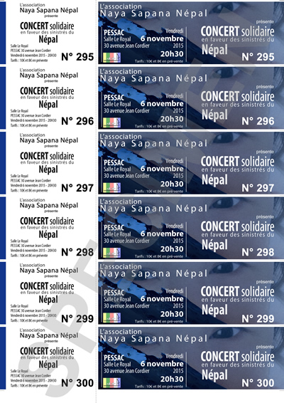 Planche de billets de concert